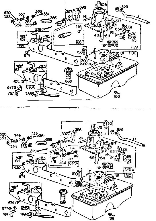 Carburetor Assembly Diagram and Parts List for 110900-110999 0010 - 0051 Briggs and Stratton Engine